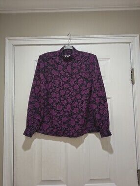 Country Sophisticates By Pendleton Black & Floral Blouse Size  12